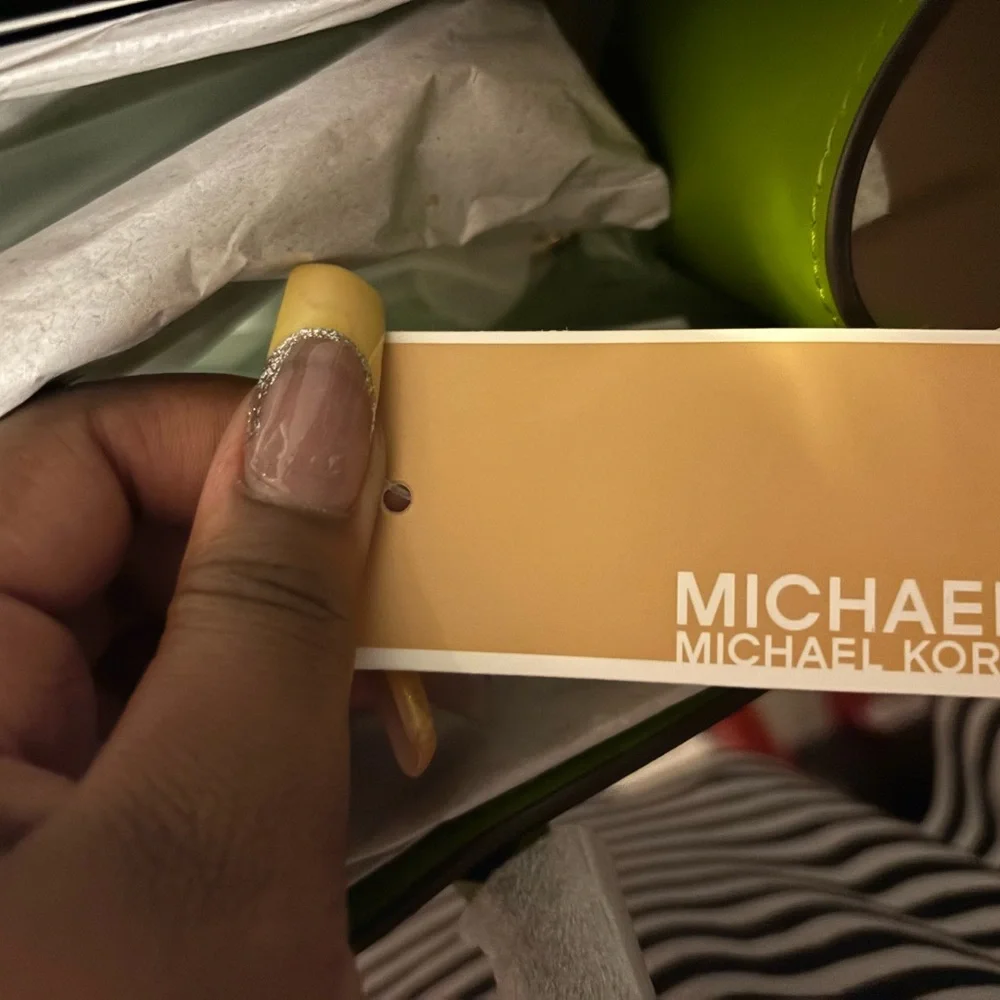 Michael Kors Brown Tote with Green Accents - Picture 4 of 4